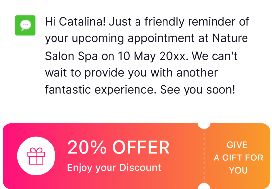 salon offer message